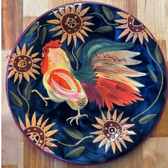 Susan Winget Set of 4 Sunrise Rooster with Sunflowers Salad Plates 8.5” - Picture 5 of 7